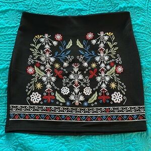 Embroidered Black Skirt